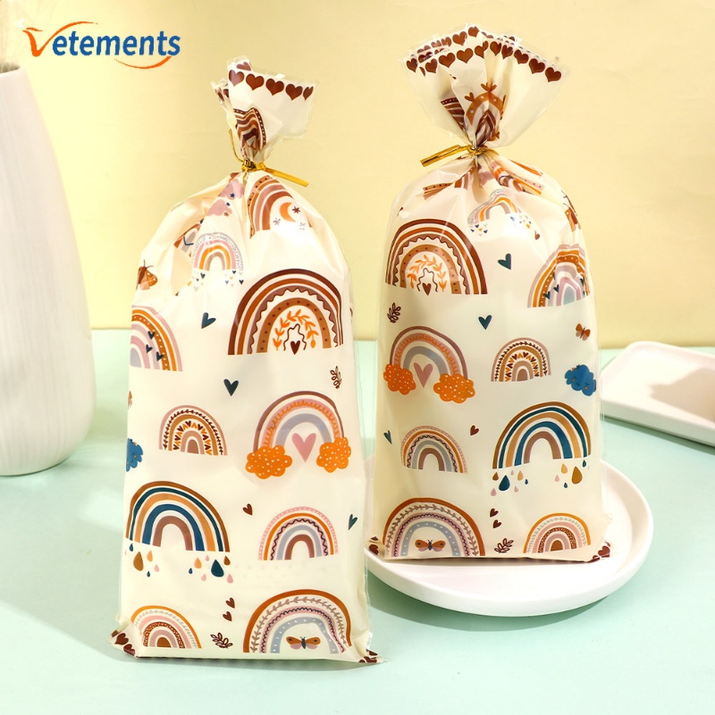 Set 50 Túi Nhựa Đựng Bánh Kẹo Họa Tiết Bướm Màu Cầu Vồng Phong Cách Bohemian