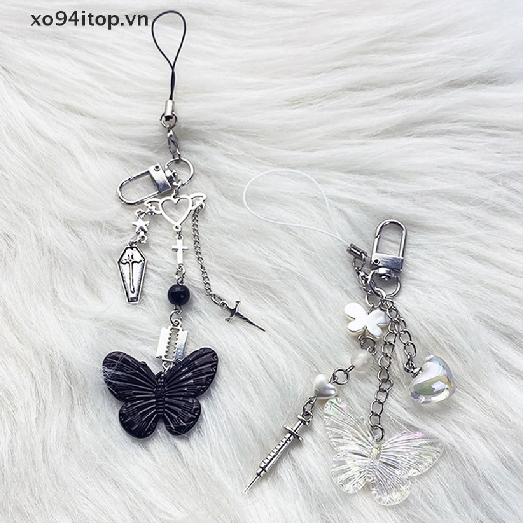 Móc Khóa Điện Thoại XOITOP Y2K Hình Bướm Chữ Ch Thủ Công DIY