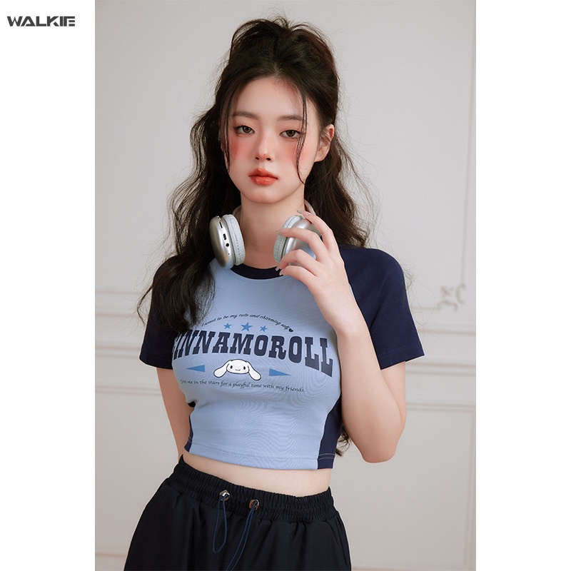 Áo Thun Ngắn Tay In Hoạt Hình Sanrioed My Melody Cinnamoroll Kuromi Spicy Cho Nữ