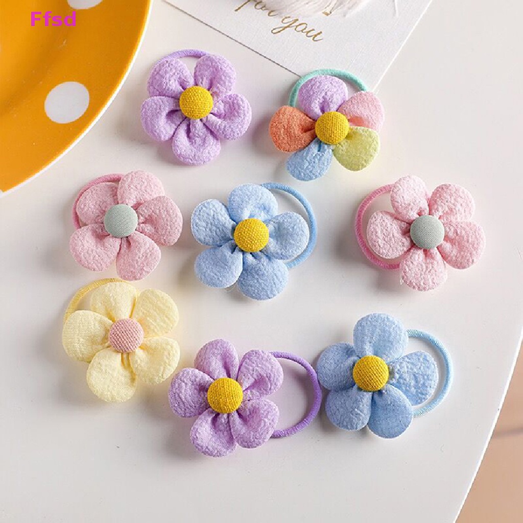 Dây Cột Tóc Co Giãn Họa Tiết Hoa Hoạt Hình Màu Kẹo Ngọt Cho Bé Gái