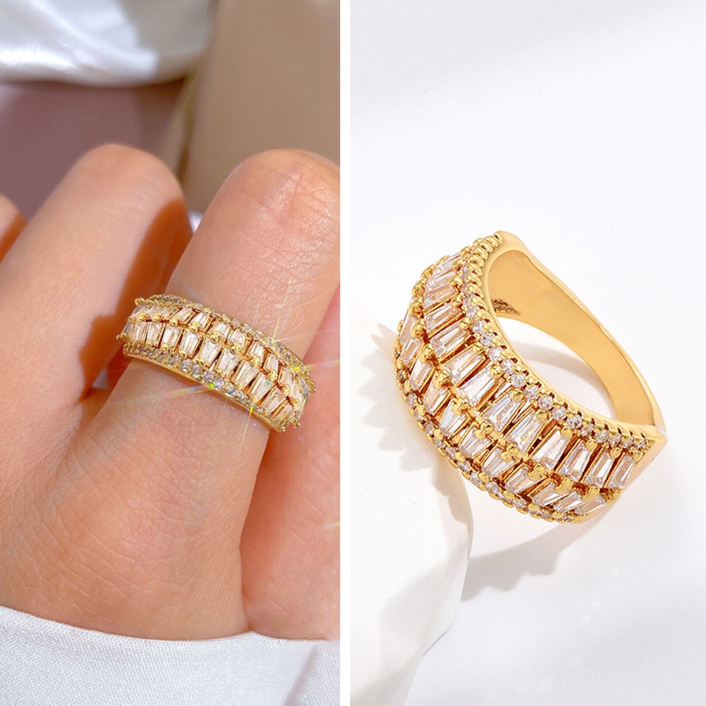 Nhẫn Mở Đính Đá Zircon Sang Trọng Có Thể Điều Chỉnh