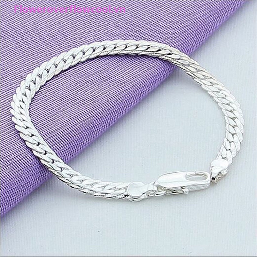 Vòng Tay Dạng Xích Rắn Mạ Bạc Rộng 5Mm Thời Trang Cho Nam