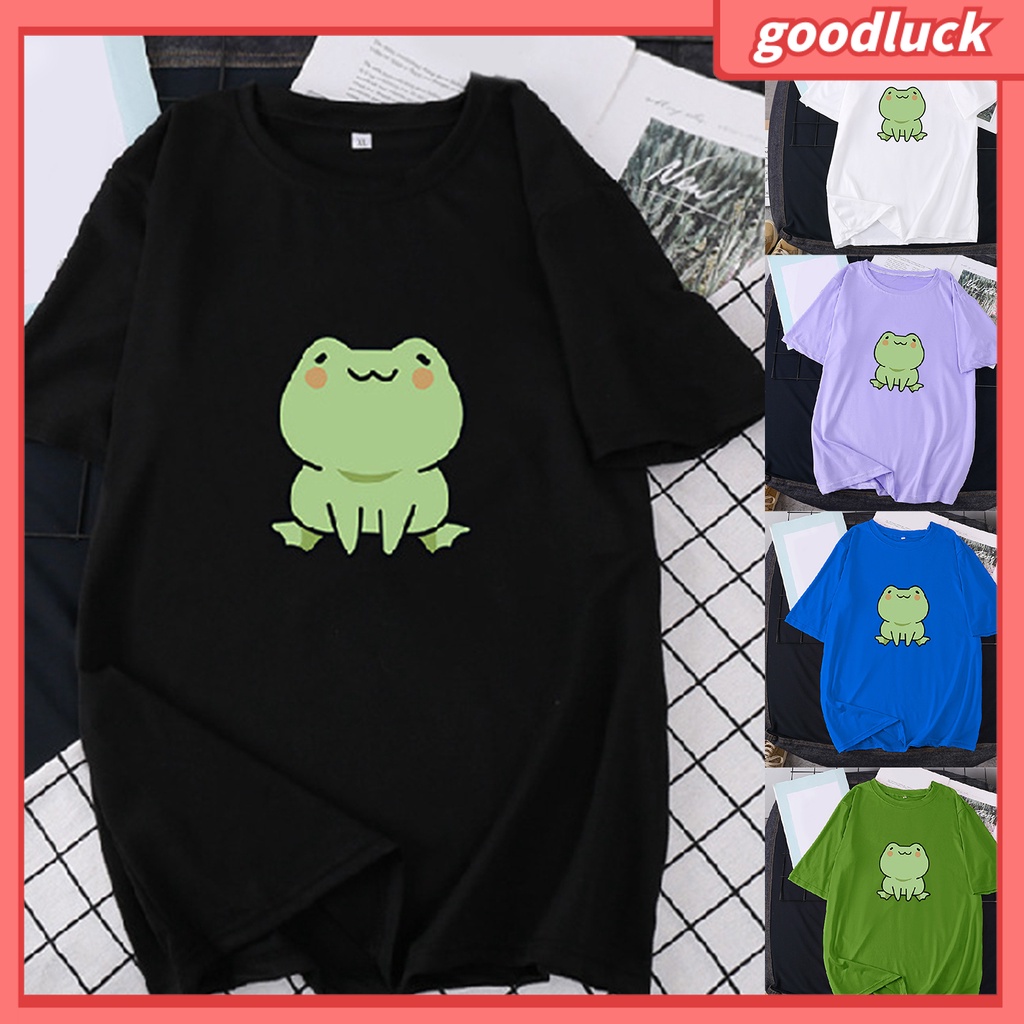 Áo Thun Tay Ngắn Chất Liệu Polyester In Họa Tiết Hoạt Hình Chú Ếch Dễ Thương Thời Trang Mùa Hè Cho Nữ