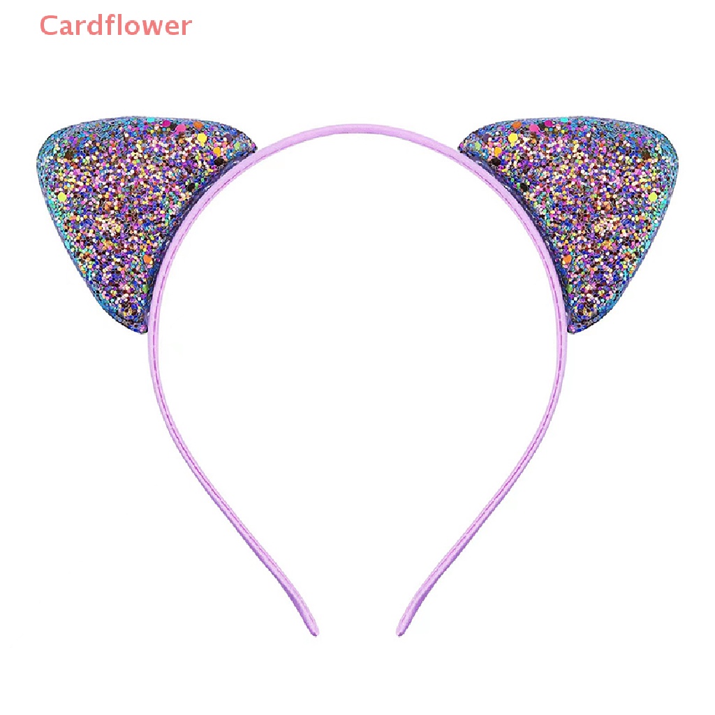 &lt; Cardflower &gt; Băng Đô Tai Mèo Hoạt Hình Đính Kim Sa Ngọt Ngào Tùy Chỉnh Cho Trẻ Em