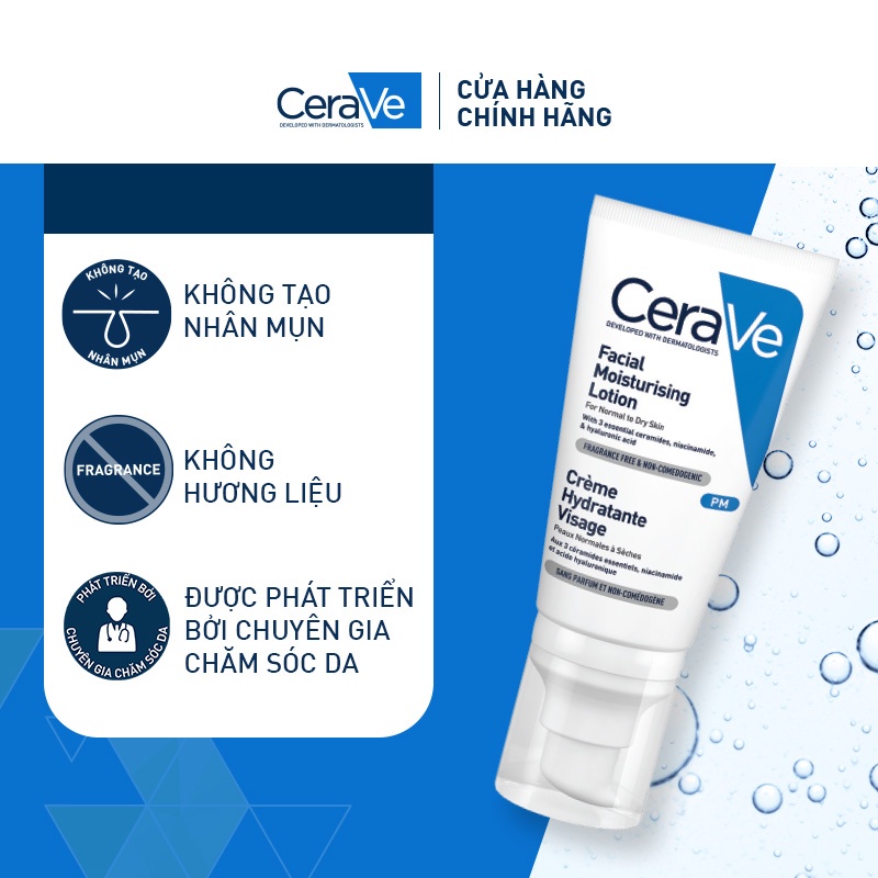 Bộ sản phẩm Cerave Sữa dưỡng ẩm ban đêm (52ml) & sữa rửa mặt làm sạch sâu cho da dầu