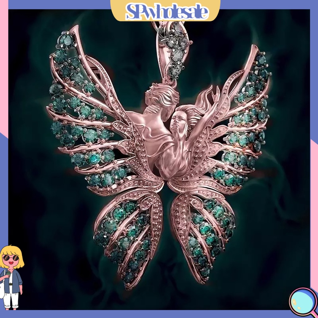 &lt;SPwholesale&gt; Vòng cổ Mặt Đôi Cánh Thiên Thần Đính Đá Thời Trang Cho Cặp Đôi