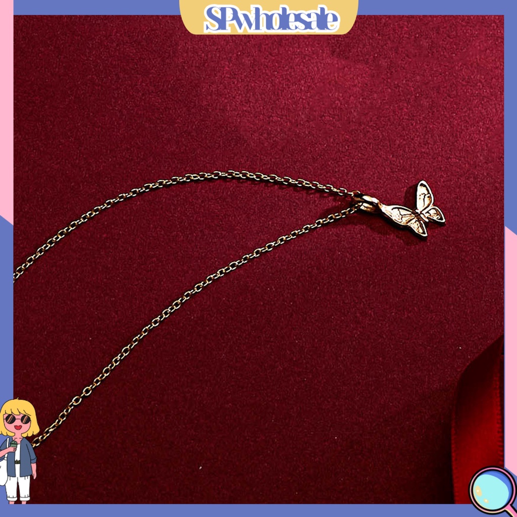 <SPwholesale> Vòng cổ Mạ Bạc Mặt Hình Bướm Lấp Lánh