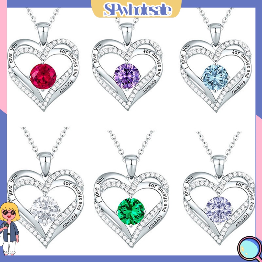&lt;SPwholesale&gt; Vòng cổ Mặt Hình Trái Tim Lấp Lánh Có Thể Điều Chỉnh Cho Nữ