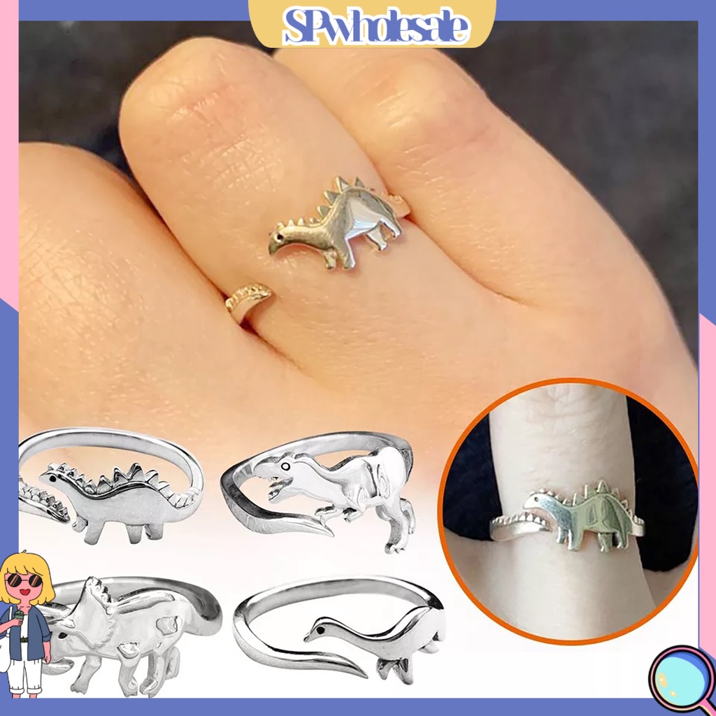 <SPwholesale> Nhẫn Hở Hình Khủng Long Bằng Kim Loại Thân Thiện Với Da Dễ Thương Cho Nữ