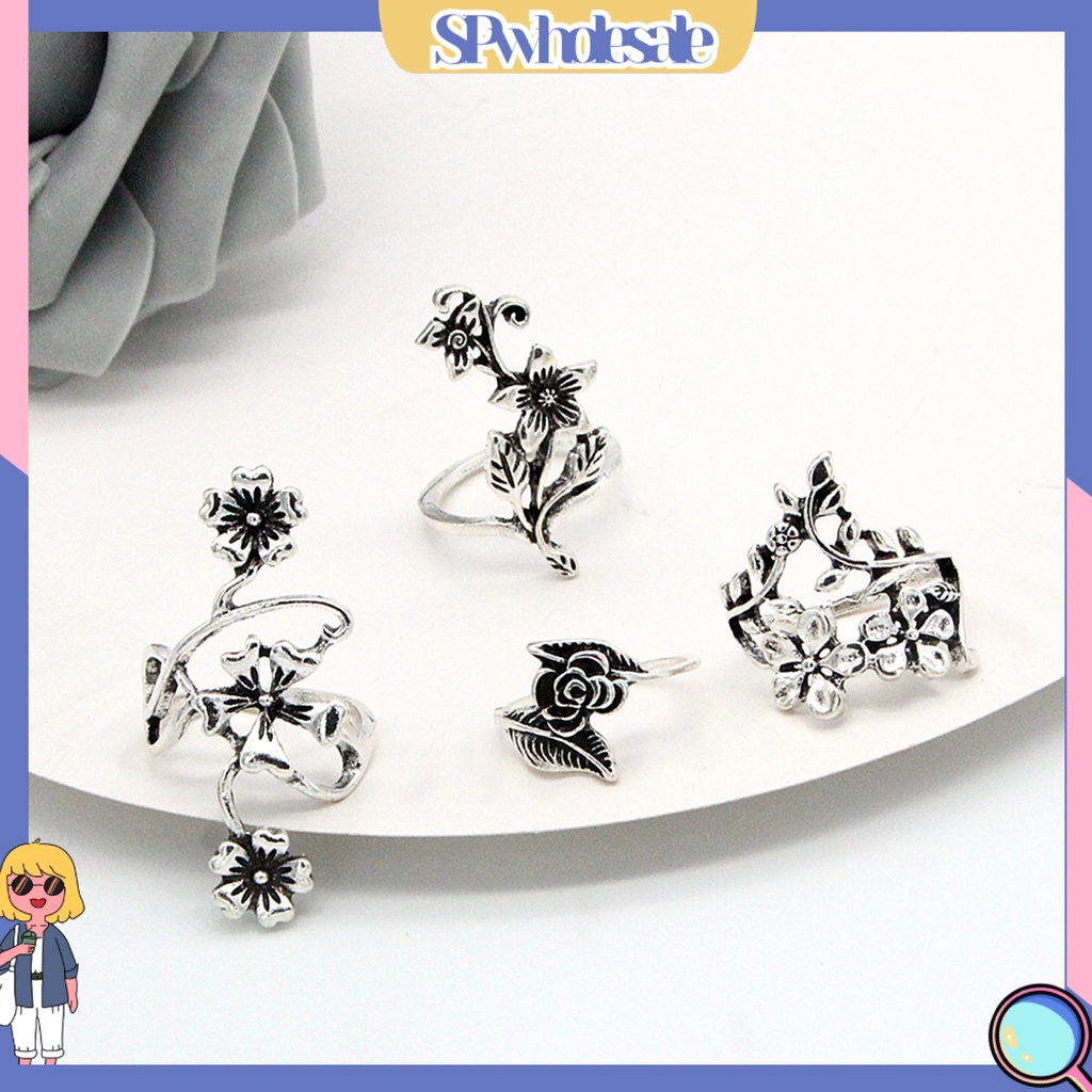 <SPwholesale> Set 4 Nhẫn Đeo Khớp Ngón Tay Phong Cách Trung Hoa Cổ Điển Dành Cho Nữ