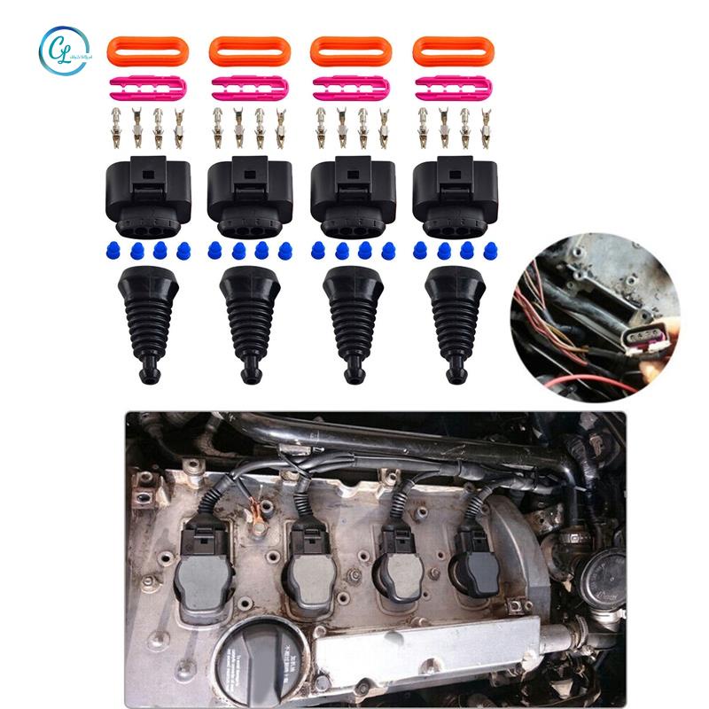 Bộ 4 Đầu Nối Dây Điện Thay Thế 1J0998724 Phụ Kiện Chuyên Dụng Cho Xe Hơi Audi A4 A6 A8 Golf