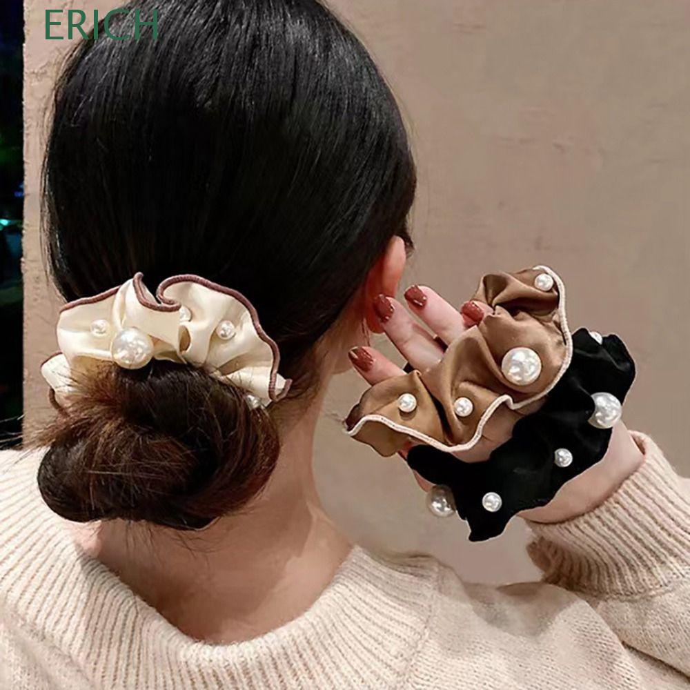 Dây Buộc Tóc Vải Satin Co Giãn Màu Trơn Dễ Thương Cho Bạn Gái