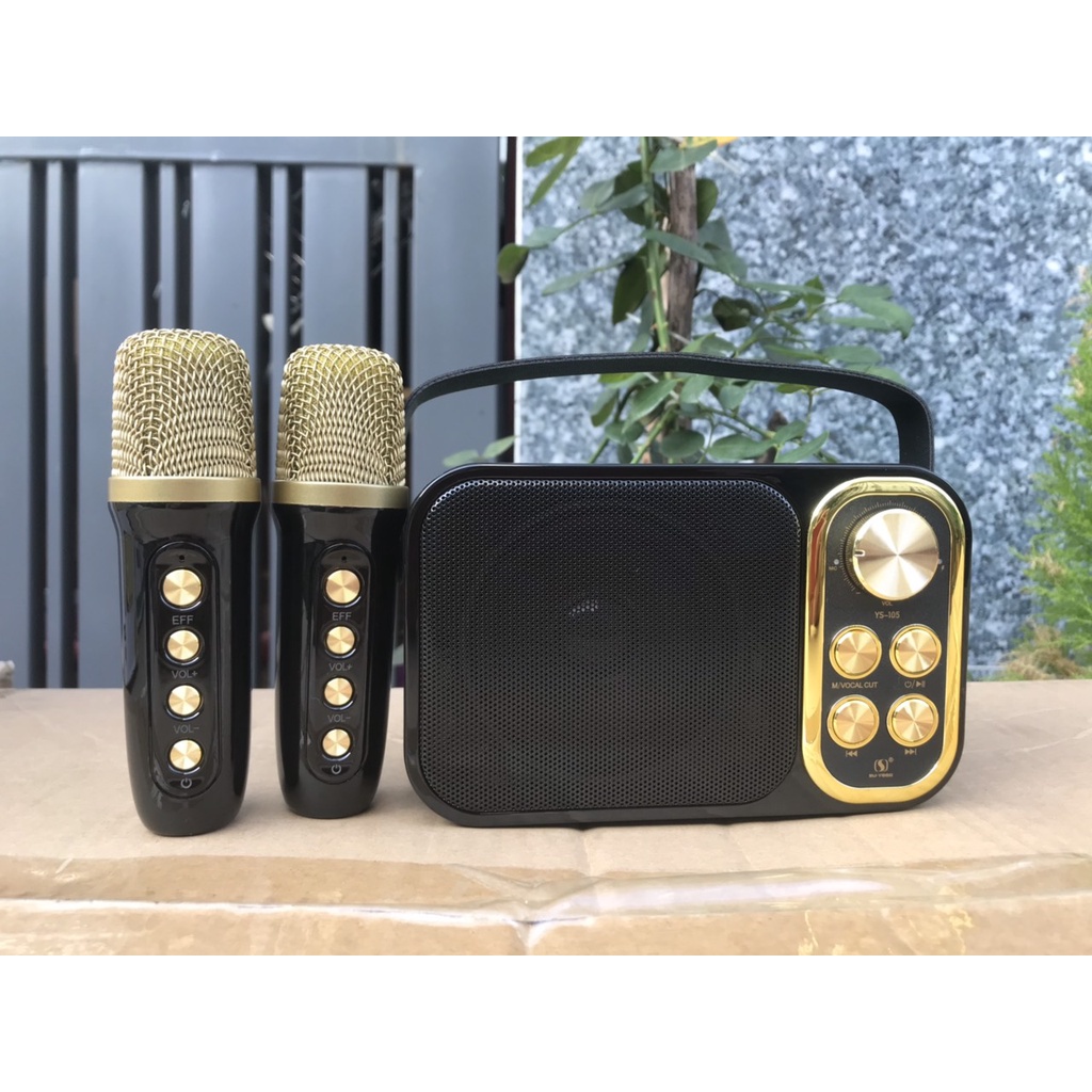 Loa Karaoke Mini YS105 Kèm 2 Micro Không Dây