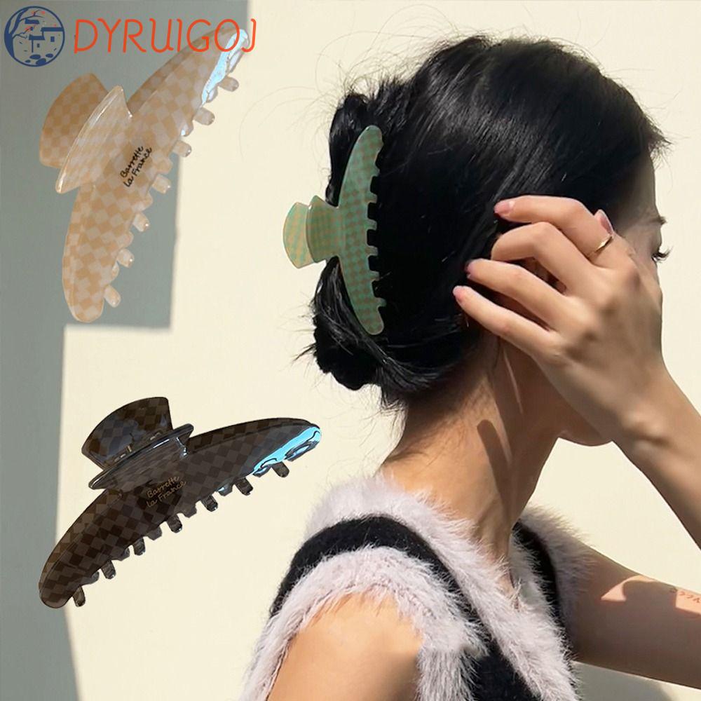 Kẹp Tóc Càng Cua Họa Tiết Kẻ Sọc / Cá Mập Phong Cách Vintage Thời Trang Cho Nữ DYRUIDOJ Acetate