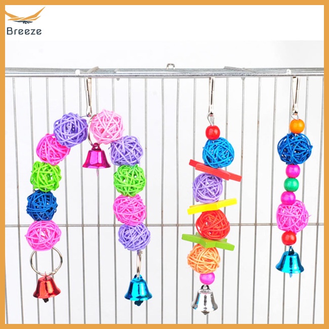 Đồ Chơi Nhai Gặm Bằng Gỗ Có Chuông Vui Nhộn Cho Vẹt