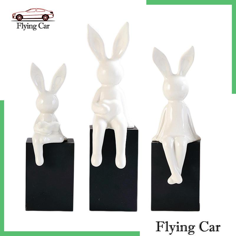 [Lzdjfmy2] 3 Tượng Thỏ Gia Đình Trang Trí Phòng Ngủ