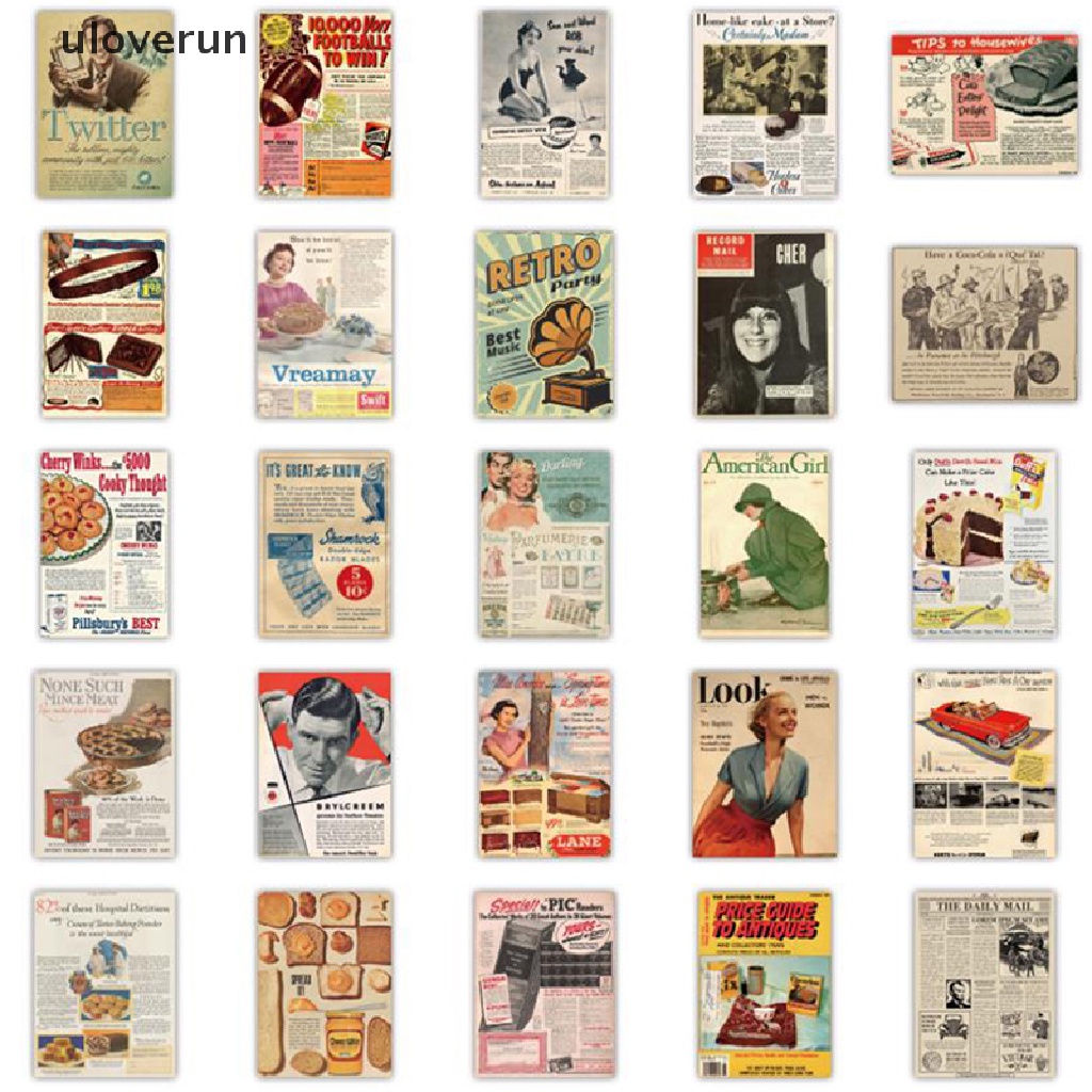 Set 50 Tấm Áp Phích Dán Trang Trí Mũ Bảo Hiểm / Guitar / Guitar Họa Tiết Graffiti Kiểu Âu Mỹ