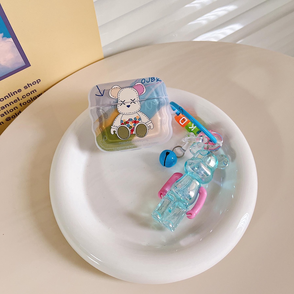 Vỏ Bảo Vệ Hộp Sạc Tai Nghe Airpods 1 2 3 Pro2 2022 Trong Suốt Họa Tiết Hoạt Hình Chú Gấu 3D Dễ Thương Chống Thất Lạc