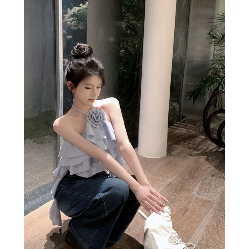 Áo Hai Dây Nhún Bèo Quyến Rũ Thời Trang Hè Cho Nữ