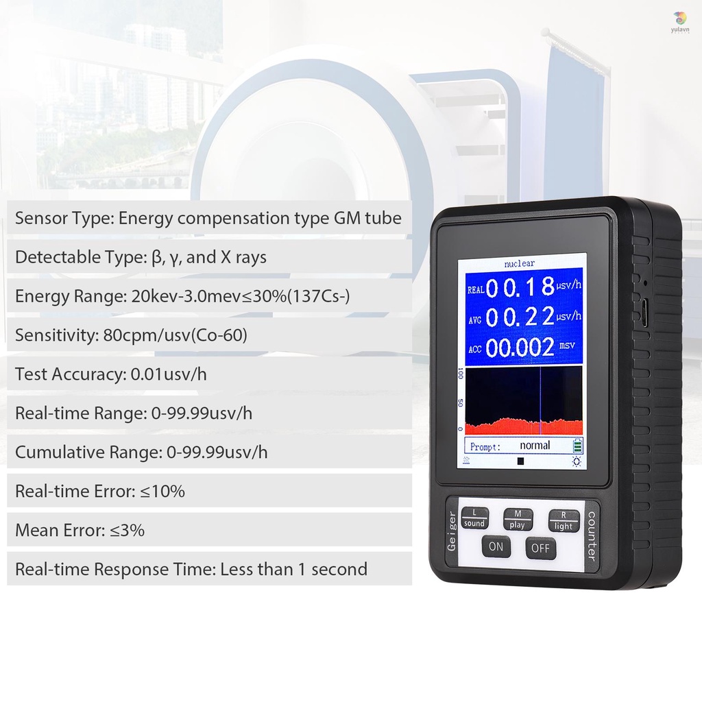 Máy Đếm Bức Xạ Kỹ Thuật Số Geiger LCD 2.8-inch Đa Chức Năng