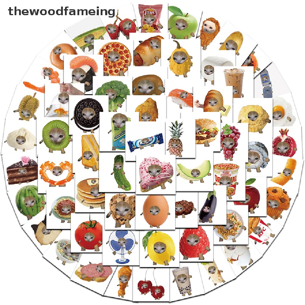 Bộ 69 Miếng Dán Hình Mèo Meme Vui Nhộn Dễ Thương Dùng Trang Trí Vali Laptop Ipad Điện Thoại