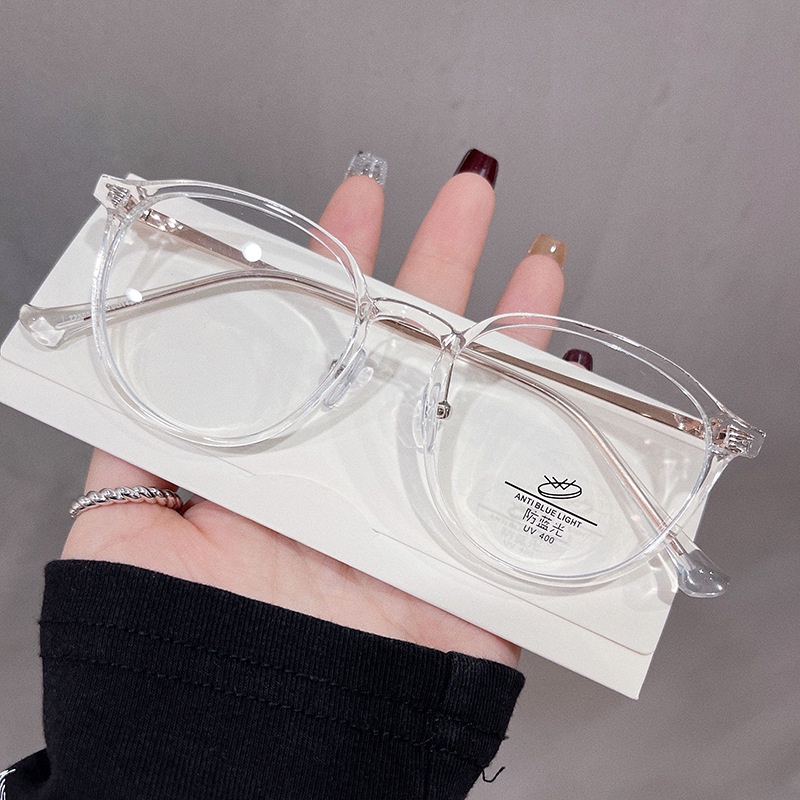 Mắt Kính Gọng Tròn Chống Bức Xạ Bằng Kim Loại Phong Cách Hàn Quốc Cổ Điển Dành Cho Nam Nữ