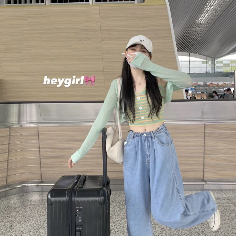 COZOK Áo Dệt Kim Sát Nách Dáng Ôm Kẻ Sọc Cầu Vồng Thời Trang Quyến Rũ