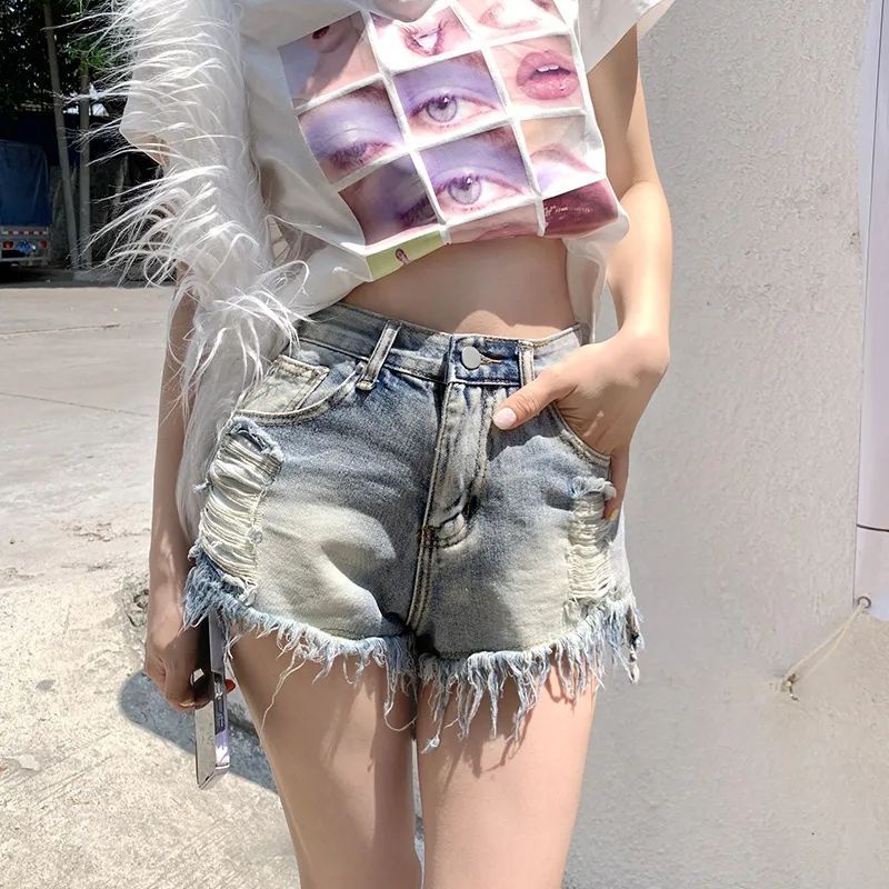 Hàng Mới Về Quần Short Denim Rách Ống Rộng Lưng Cao Thoải Mái Thời Trang Mùa Hè 2023 Cho Nữ 2023 ONBH