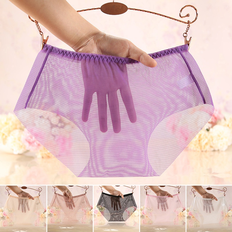Quần Lót Lưới Mềm Mại Màu Trơn Lưng Vừa Thoải Mái Cho Nữ