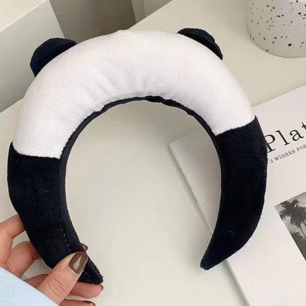 Băng Đô Cài Tóc Vải Bông Hình Gấu Trúc Dễ Thương Cho Nữ