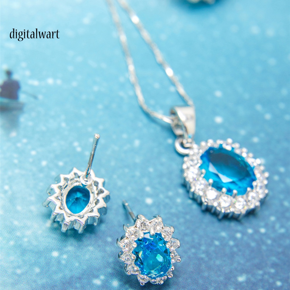 Kỹ Thuật Số| Bộ Trang Sức 3 Món Gồm Vòng cổ, Bông Tai, Nhẫn, Vòng Tay Đính Đá