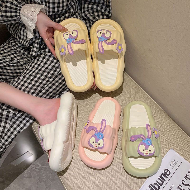 195.Dép Đi Trong Nhà Đế Dày Mềm Mại Chống Trượt Họa Tiết Thỏ Hoạt Hình Thời Trang Mùa Hè Cho Nữ
