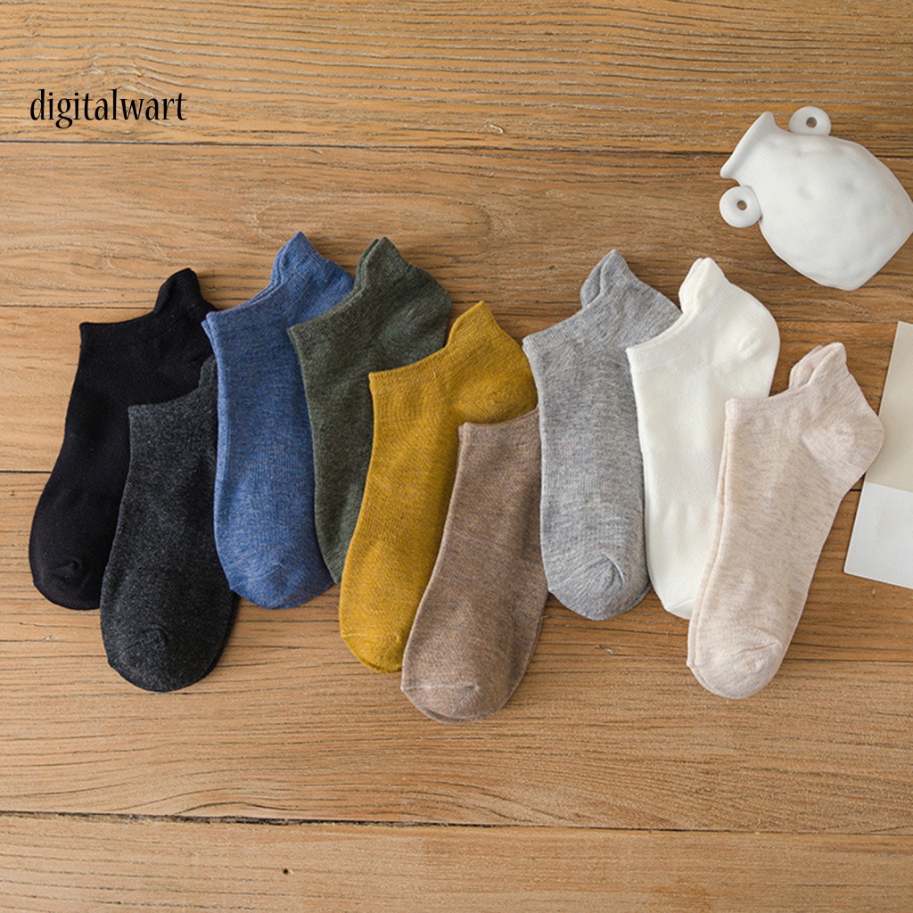 Kỹ Thuật Số| Bộ 5 Đôi Vớ Cotton Chống Trượt Thoáng Khí Màu Sắc Đơn Giản