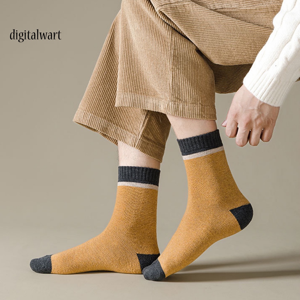 Kỹ Thuật Số| 1 Đôi Vớ Thể Thao Dài Trung Bình Mềm Mại Co Giãn Chống Lạnh Màu Tương Phản Thời Trang Thu Đông Cho Nam