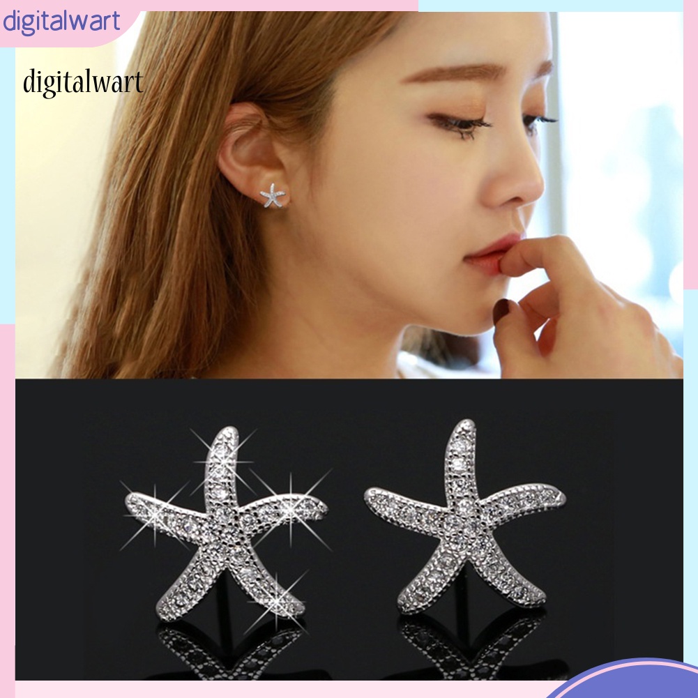 Kỹ Thuật Số| Hoa Tai Hình Sao Biển Đính Đá Lấp Lánh Cho Nữ