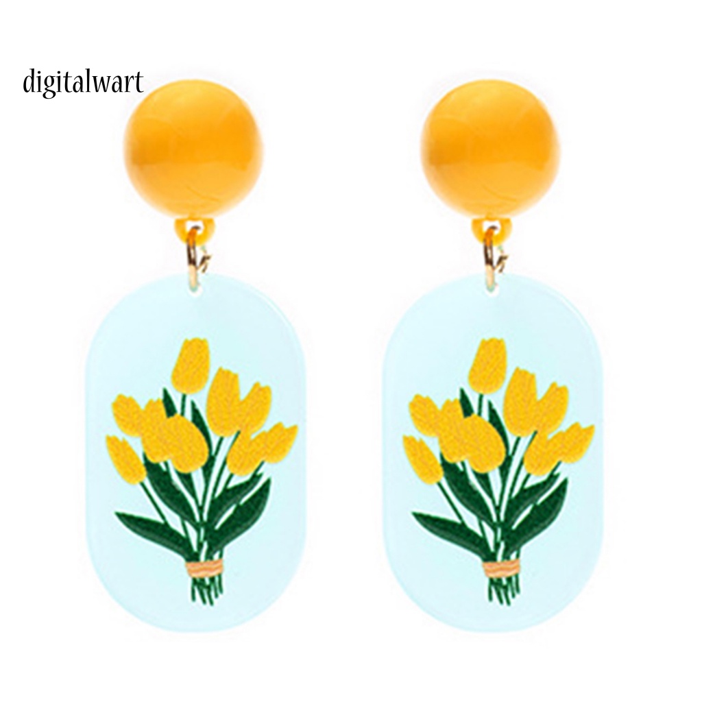 Kỹ Thuật Số| 1 Đôi Bông Tai Xỏ Lỗ Họa Tiết Hoa Dập Nổi Ba Chiều Màu Sắc Tươi Sáng Cho Nữ