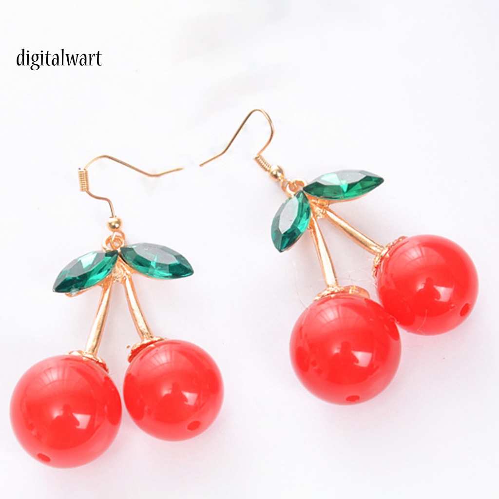 Kỹ Thuật Số| 1 Đôi Bông Tai Móc Hình Lá Cherry Lấp Lánh Lâu Trôi Thích Hợp Sử Dụng Hàng Ngày