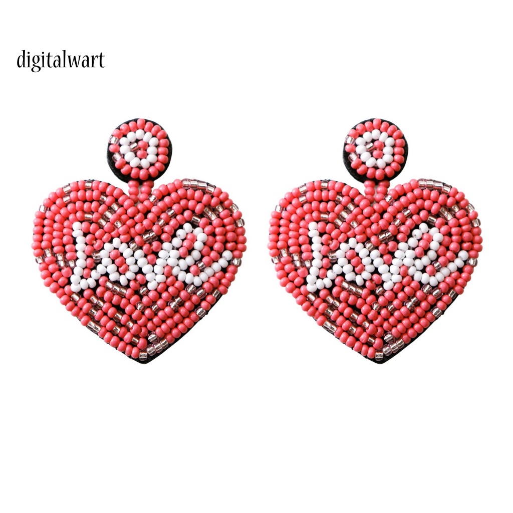 Kỹ Thuật Số| 1 Đôi Bông Tai Thả Hình Trái Tim Sợi Bện Thủ Công Màu Sắc Tương Phản Thời Trang Cho Nữ