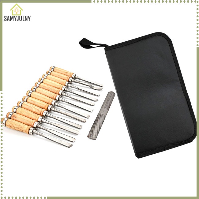 Bộ 13 Dụng Cụ Điêu Khắc Gỗ Kèm Túi Đựng Tiện Dụng