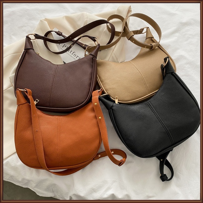 Túi Đeo Vai Bằng Da Nhân Tạo Màu Trơn Phối Khóa Kéo Thời Trang Cho Nữ