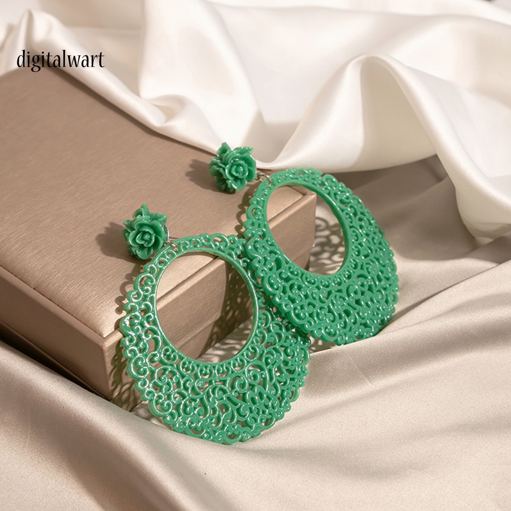 Kỹ Thuật Số| 1 Đôi Bông Tai Hình Tròn Họa Tiết Hoa Phong Cách Trung Quốc Cổ Điển Thời Trang Cho Nữ