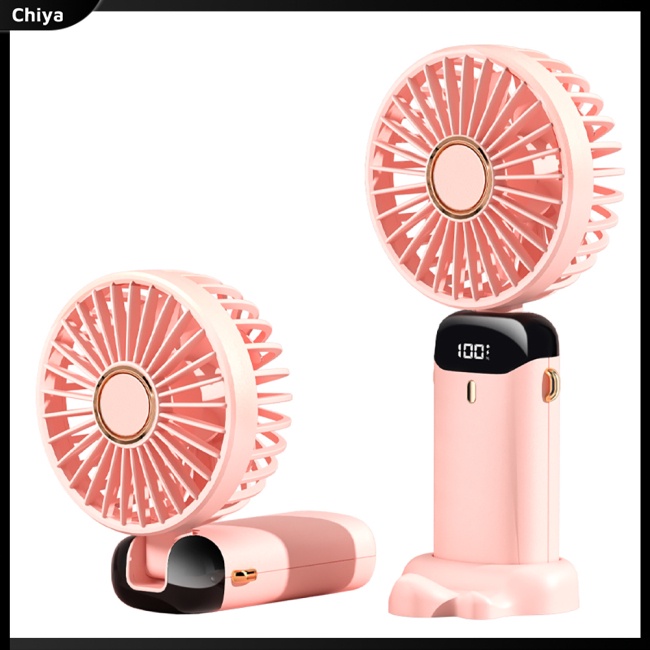Quạt Làm Mát Usb Cầm Tay / Đeo Cổ Có Màn Hình Led Kỹ Thuật Số Có Thể Gấp Gọn Tiện Dụng