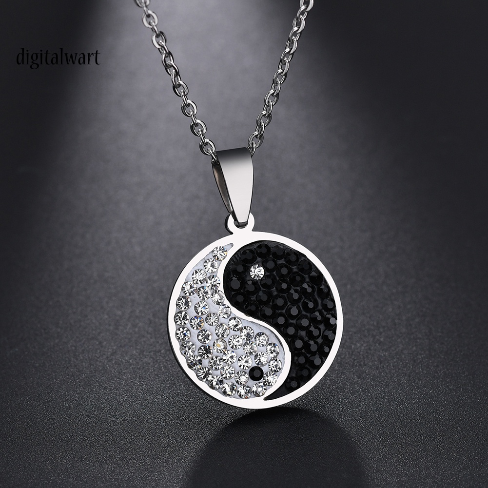 Kỹ Thuật Số| Vòng cổ Mặt Biểu Tượng Yin-yang Đính Đá Lấp Lánh