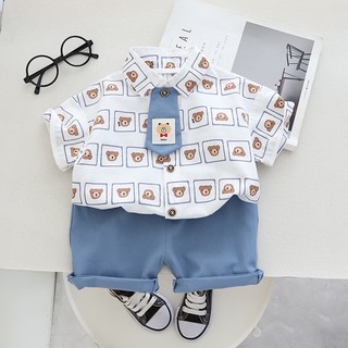 Set Đồ 2 Món Gồm Áo Sơ Mi Cotton Kẻ Caro In Họa Tiết Hoạt Hình + Quần Dài Thoải Mái Cho Bé Sơ Sinh Năm 2023
