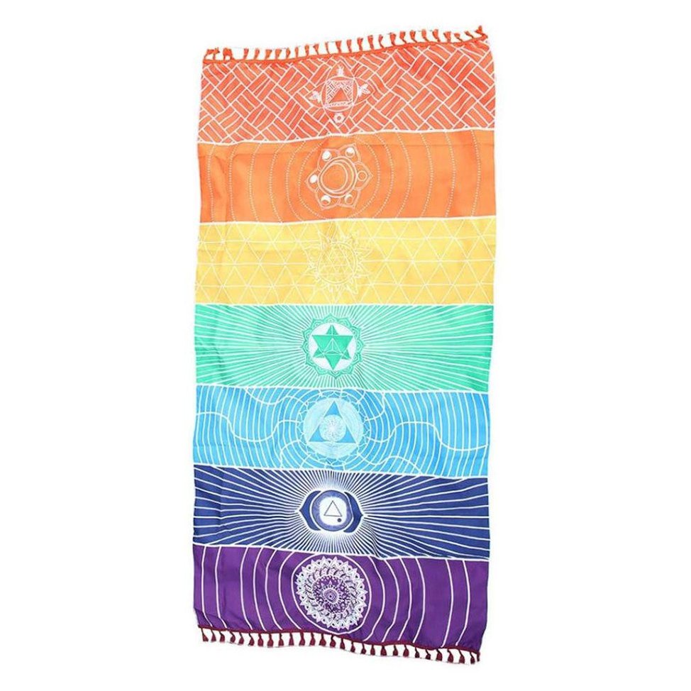 Meditation Yoga Rug Towels Mexico Chakras Tassel Striped Floor Mat Colorful