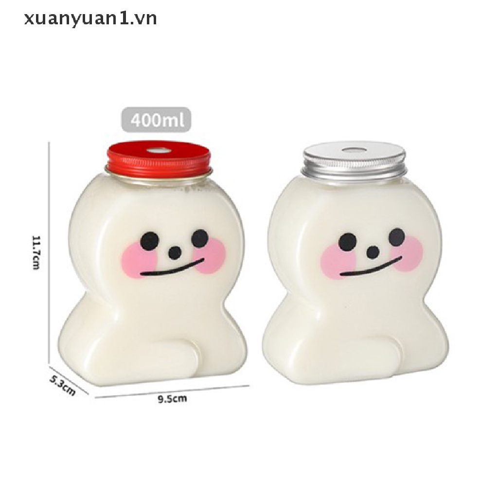 1 Bình Đựng Nước Ép 400ML Bằng Nhựa Trong Suốt In Họa Tiết Hoạt Hình Sáng Tạo