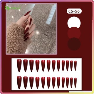 Set 24 Miếng Dán Móng Tay Giả Màu Đỏ Cs-56