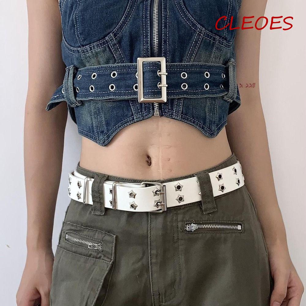 Thắt Lưng Da PU Hai Lớp Phối Dây Xích Phong Cách Punk Hàn Quốc Cá Tính Cho Nam