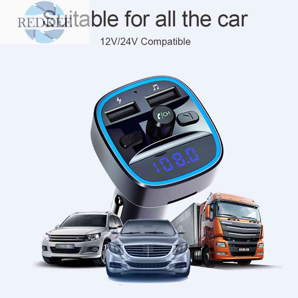 Máy Phát MP3 T25 Kết Nối Bluetooth 5.0 Kiêm Đài FM Sạc Nhanh Cổng USB Cho Xe Hơi