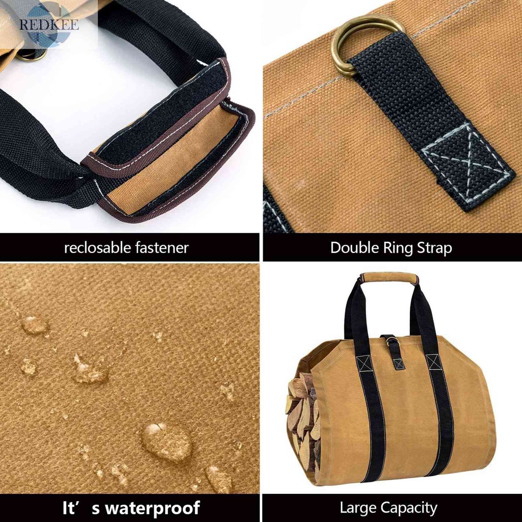 Túi Canvas Đựng Củi Gỗ Chống Rách Có Thể Gấp Gọn Tiện Lợi